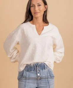 Promo 🥰 Blu Pepper Keep Living Swiss Dot Sweater 👍