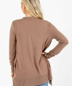 Best deal 💯 Zenana Snap Button Basic Cardigan 👏 -Outerwear Sales Basic Cardigan Brown Back 5000x