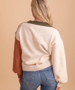 Cheapest 🎉 Bibi Be Anything Color Block Sweater ⭐ -Outerwear Sales BeAnythingColorBlockSweater BackGreen 5000x