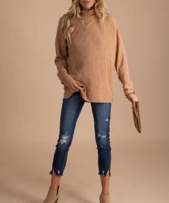 Best Pirce 🧨 Wholesale Fashion Trends Cute And Cozy Turtleneck Sweater - Brown 🥰 -Outerwear Sales CuteandCozyFull 5000x