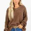 Top 10 ✨ Zenana Dare To Dream Popcorn Knit Sweater 🎁 -Outerwear Sales Dare to Dream Brown Sweater Front 5000x