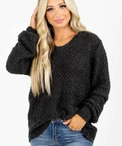 Top 10 ✨ Zenana Dare To Dream Popcorn Knit Sweater 🎁 -Outerwear Sales Dare to Dream Gray Sweater Front 5000x