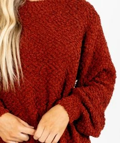 Brand new 👍 Zenana Don't Mention It Popcorn Knit Sweater 👍 -Outerwear Sales Don t Mention It Rust Sweater Detail 5000x