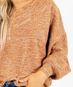 Brand new 👏 Zenana Down To Earth Knit Sweater ⌛ -Outerwear Sales Down to Earth Orange Sweater Detail 5000x