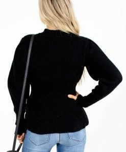 Best deal ❤️ Love Tree / Style Melody Falling For You Puff Sleeve Sweater 💯 -Outerwear Sales Falling For You Black Sweater Back 5000x