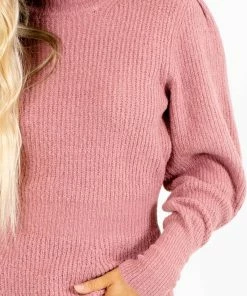 Best deal ❤️ Love Tree / Style Melody Falling For You Puff Sleeve Sweater 💯 -Outerwear Sales Falling For You Pink Sweater Detail 5000x