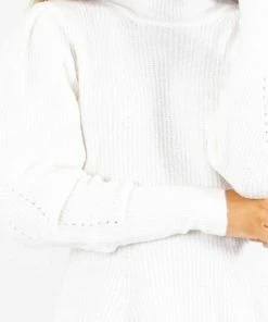 Best deal ❤️ Love Tree / Style Melody Falling For You Puff Sleeve Sweater 💯 -Outerwear Sales Falling For You White Sweater Detail 5000x