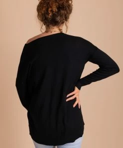 Cheap ✨ Zenana First Frost V-Neck Sweater 🤩 -Outerwear Sales FirstFrostBlackSweaterBack 5000x