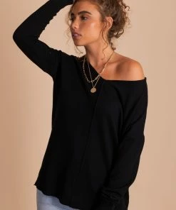 Cheap ✨ Zenana First Frost V-Neck Sweater 🤩 -Outerwear Sales FirstFrostBlackSweater 5000x