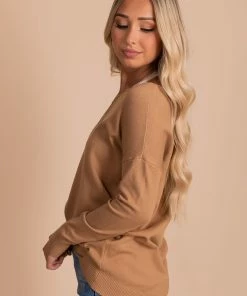 Cheap ✨ Zenana First Frost V-Neck Sweater 🤩 -Outerwear Sales FirstFrostDeepCamelSide 5000x