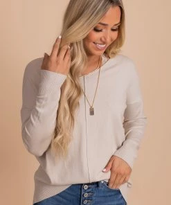 Cheap ✨ Zenana First Frost V-Neck Sweater 🤩 -Outerwear Sales FirstFrostSandBeige 5000x