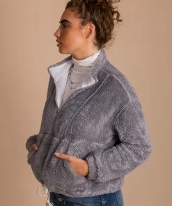 Cheapest 🤩 Kay Fashion Cozy Morning Fleece Pullover 🌟 -Outerwear Sales Fuzzy Pullover gray 3 5000x
