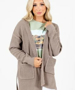 Discount 🛒 Zenana It's A Staple Knit Cardigan 🧨 -Outerwear Sales It s a Staple Brown Cardigan Front 5000x