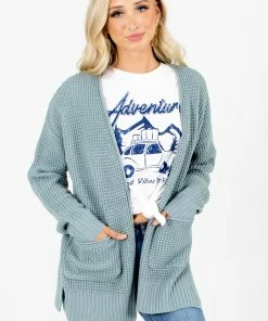 Discount 🛒 Zenana It's A Staple Knit Cardigan 🧨 -Outerwear Sales It s a Staple Green Cardigan Front 5000x