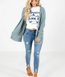 Discount 🛒 Zenana It's A Staple Knit Cardigan 🧨 -Outerwear Sales It s a Staple Green Cardigan Full Front 5000x