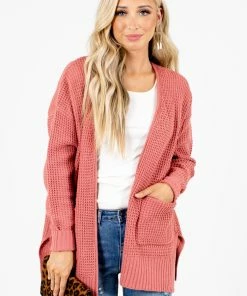 Discount 🛒 Zenana It's A Staple Knit Cardigan 🧨 -Outerwear Sales It s a Staple Pink Cardigan Front 5000x