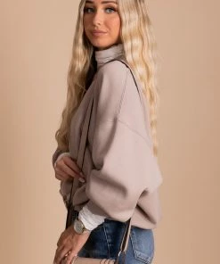 New 🌟 Zenana So Casual Fleece Crew Neck Sweatshirt ❤️ -Outerwear Sales Oversized Sweatshirt brown 2 5000x