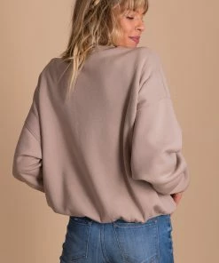 New 🌟 Zenana So Casual Fleece Crew Neck Sweatshirt ❤️ -Outerwear Sales Oversized Sweatshirt brown 6 5000x