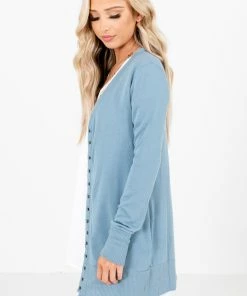 Best deal 💯 Zenana Snap Button Basic Cardigan 👏 -Outerwear Sales SnapButtonBasicCardiganBlue 5000x
