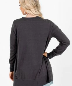 Best deal 💯 Zenana Snap Button Basic Cardigan 👏 -Outerwear Sales SnapButtonBasicCardiganGray 5000x