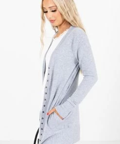 Best deal 💯 Zenana Snap Button Basic Cardigan 👏 -Outerwear Sales SnapButtonBasicGrayCardiganSide 5000x