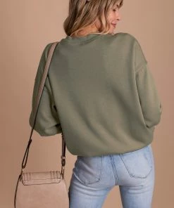 New 🌟 Zenana So Casual Fleece Crew Neck Sweatshirt ❤️ -Outerwear Sales SoCasual Crewneck Sweatshirt olive 2 5000x