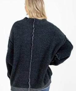 Hot Sale 🔥 Zenana The Night Is Young Soft Knit Sweater 👍 -Outerwear Sales The Night is Young Charcoal Sweater Back 5000x