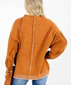 Hot Sale 🔥 Zenana The Night Is Young Soft Knit Sweater 👍 -Outerwear Sales The Night is Young Orange Sweater Back 5000x