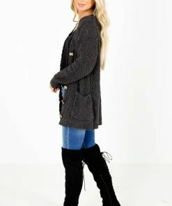 Best reviews of ⌛ Zenana World Traveler Popcorn Cardigan ⌛ -Outerwear Sales World Traveler Gray Cardigan Side 5000x