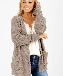 Best reviews of ⌛ Zenana World Traveler Popcorn Cardigan ⌛ -Outerwear Sales World Traveler Tan Cardigan Front 5000x