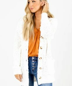 Best reviews of ⌛ Zenana World Traveler Popcorn Cardigan ⌛ -Outerwear Sales World Traveler White Cardigan Front 5000x