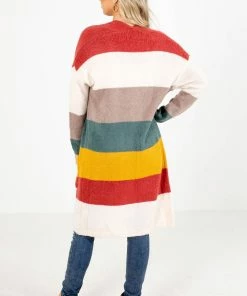 Best Pirce 🔔 Wholesale Fashion Trends Autumn Wishes Striped Cardigan 🛒 -Outerwear Sales autumn wishes striped cardigan orange back 5000x