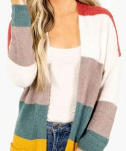 Best Pirce 🔔 Wholesale Fashion Trends Autumn Wishes Striped Cardigan 🛒 -Outerwear Sales autumn wishes striped cardigan orange detail 5000x