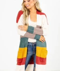 Best Pirce 🔔 Wholesale Fashion Trends Autumn Wishes Striped Cardigan 🛒 -Outerwear Sales autumn wishes striped cardigan orange front 5000x