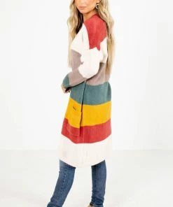 Best Pirce 🔔 Wholesale Fashion Trends Autumn Wishes Striped Cardigan 🛒 -Outerwear Sales autumn wishes striped cardigan orange side 5000x