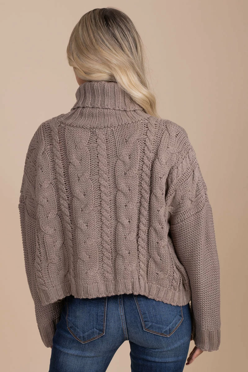 Best Sale 🧨 Love Tree / Style Melody Toasted Maple Cable Knit Turtleneck Sweater ❤️ 5 Best Sale 🧨 Love Tree / Style Melody Toasted Maple Cable Knit Turtleneck Sweater ❤️ - Image 3