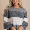 Best deal ❤️ Bella Ella Boutique Comfy And Cozy Striped Pullover Sweater 😍 -Outerwear Sales gray front fa19532f 3c5f 4b77 a0d8 e6eb49cd559b 5000x