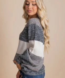 Best deal ❤️ Bella Ella Boutique Comfy And Cozy Striped Pullover Sweater 😍 -Outerwear Sales gray side bb045bac d74a 403a 9ab1 14b8c4ac4c00 5000x