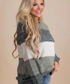 Best deal ❤️ Bella Ella Boutique Comfy And Cozy Striped Pullover Sweater 😍 -Outerwear Sales green side 1cc56110 1fbe 4abe 8046 b64e89d491b8 5000x