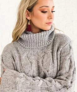 Coupon 💯 Almost Nothing Into My Arms Cable Knit Sweater - Gray ❤️ -Outerwear Sales into my arms detail 5000x