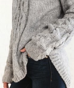 Coupon 💯 Almost Nothing Into My Arms Cable Knit Sweater - Gray ❤️ -Outerwear Sales into my arms side 5000x