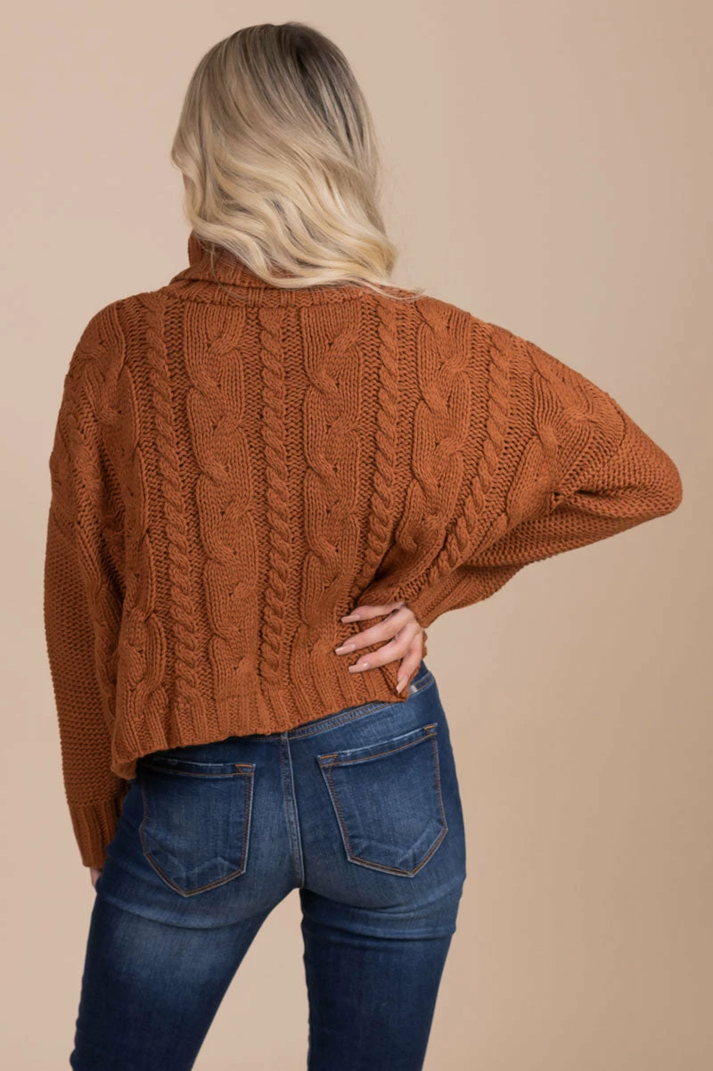 Best Sale 🧨 Love Tree / Style Melody Toasted Maple Cable Knit Turtleneck Sweater ❤️ 9 Best Sale 🧨 Love Tree / Style Melody Toasted Maple Cable Knit Turtleneck Sweater ❤️ - Image 7