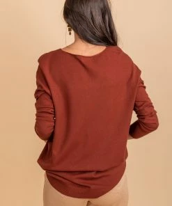 Cheap ✨ Zenana First Frost V-Neck Sweater 🤩 -Outerwear Sales rust top back 5000x
