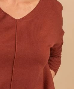 Cheap ✨ Zenana First Frost V-Neck Sweater 🤩 -Outerwear Sales rust top detail 5000x