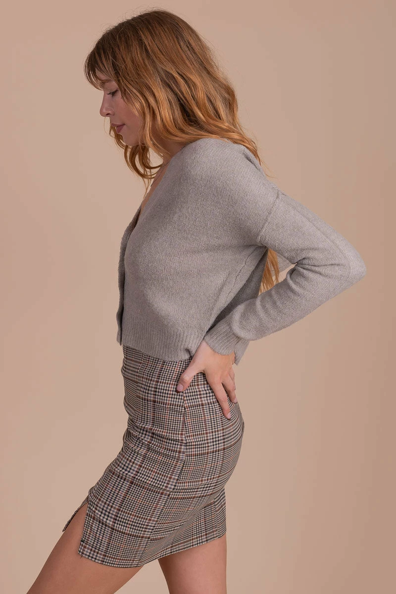 New π Love Tree / Style Melody Timelessly Trendy Cropped Cardigan - Light Brown π 4 New π Love Tree / Style Melody Timelessly Trendy Cropped Cardigan - Light Brown π - Image 2